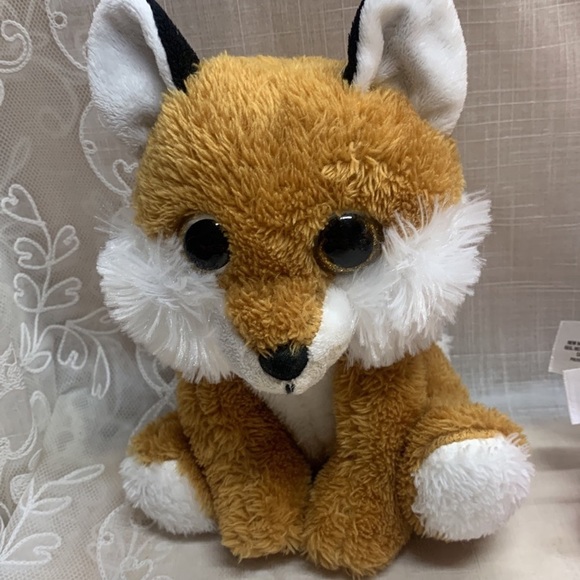 Kellytoy fox plush stuffed animal 7" from 2014 glitter gold eyes - Picture 3 of 11